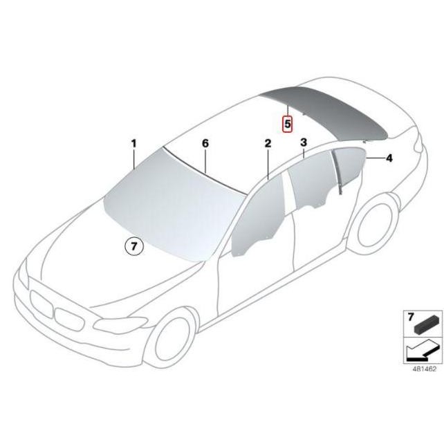 Orinal BMW Seri 5 F10 Kaca Belakang + Seal Karet