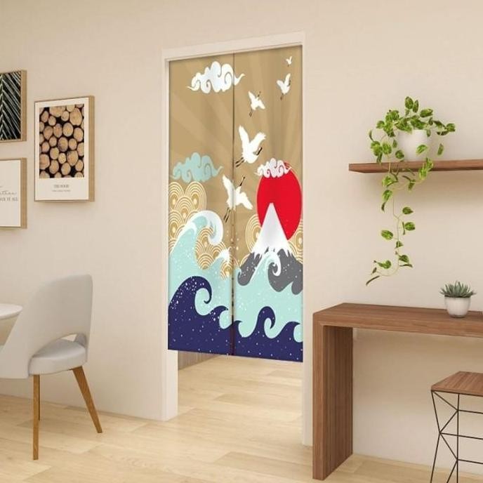 85*150Cm Tirai Pintu Jepang Tirai Gorden Pintu Tirai Dapur Jepang Gorden Jepang Untuk Pintu Kanvas