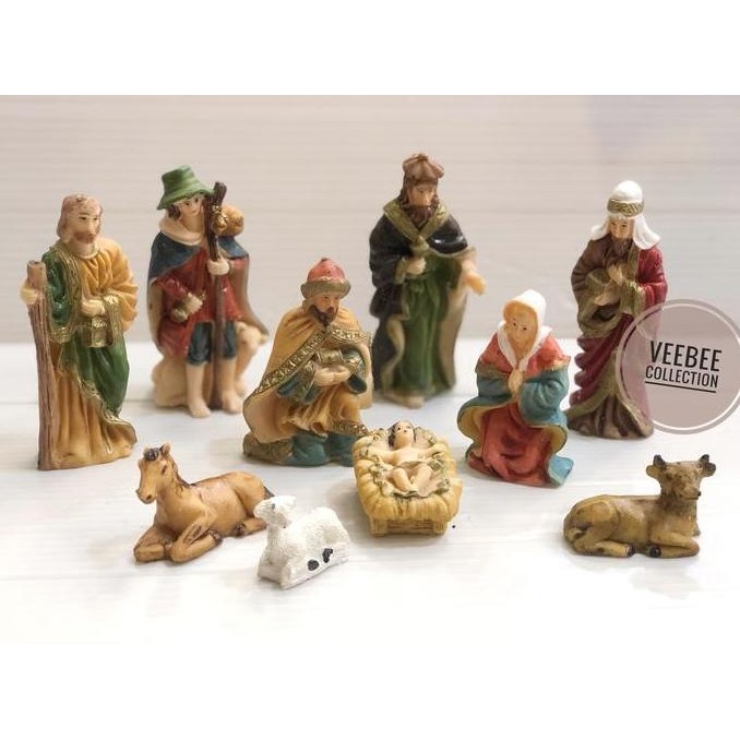 ><><><] Patung kelahiran yesus Fiber sedang/Diorama /patung yesus hiasan pohon