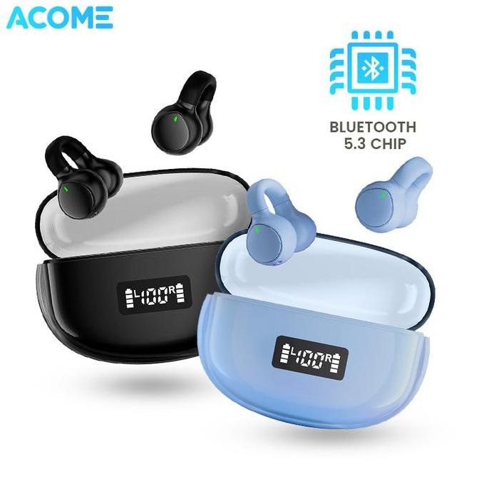 Acome AE01 Headset Earphone Bluetooth 5.3 Klip Desain Tanpa Masuk Telinga OpenSoft - Black & Blue
