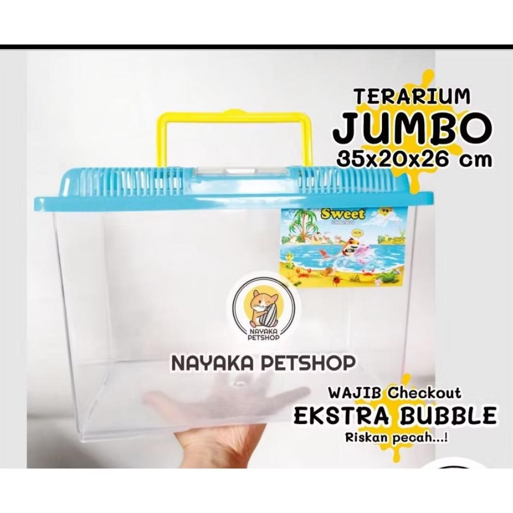 Sweet Terarium Terarrium Jumbo Kandang Hamster Aquarium Ikan Wadah Reptil Tempat Kura Kura Brazil He