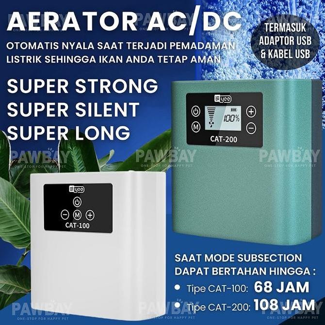 POMPA UDARA AQUARIUM ACDC PORTABLE | AERATOR KOLAM BATERAI RECHARGEABLE