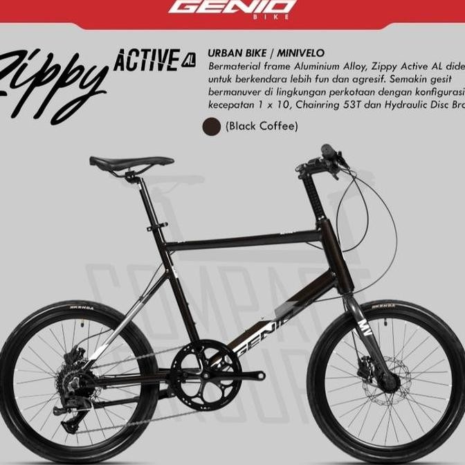 Sepeda Minivelo Genio Zippy Active AL 10 speed Rem Hidrolik (20 Inch)