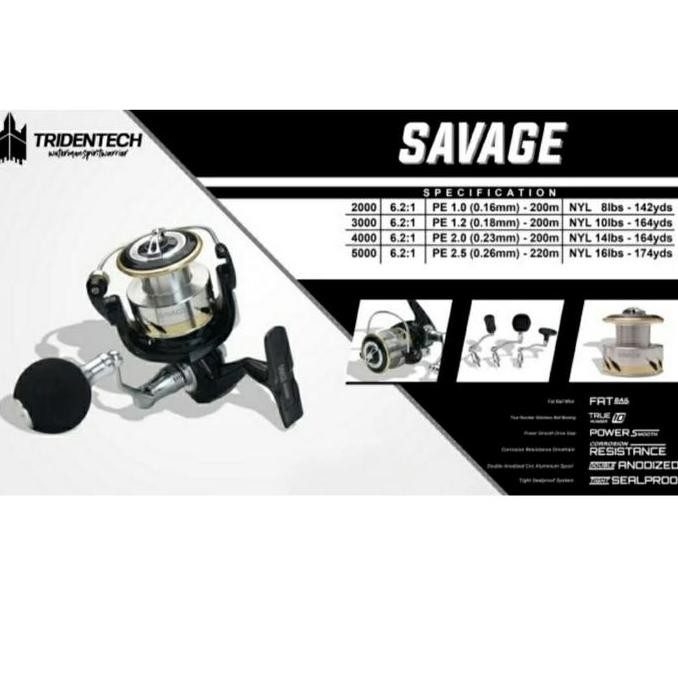 TERMURAH - REEL SPINNING TRIDENTECH SAVAGE 2021 - 2000/3000/4000/5000 - ORIGINAL