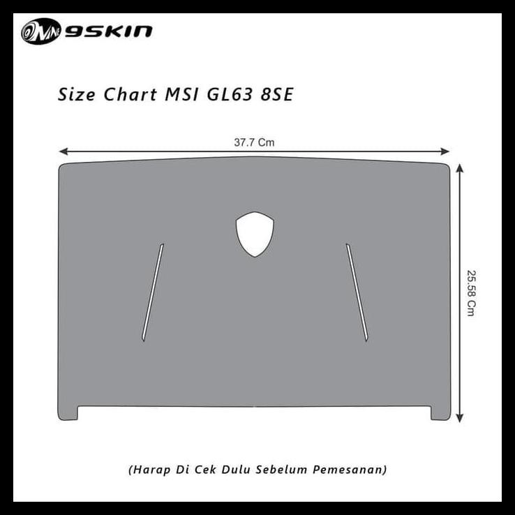 TERMURAH SKIN LAPTOP MSI GL63 8SE RTX2060 3M BLACK CARBON VINYL (FRONT) 