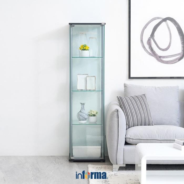 DK Informa Newvy Curio Lemari Pajang 4 Tingkat - Hitam Lemari Pajangan Lemari Kaca Kabinet Pajangan 