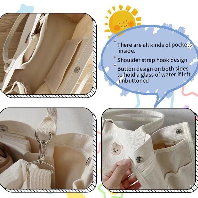 TAS KANVAS ANAK TAS BAYI IBU TAS BAHU KANVAS WANITA SANTAI BESAR TAS RANSEL BAYI MOMMY DIAPER CADDY 