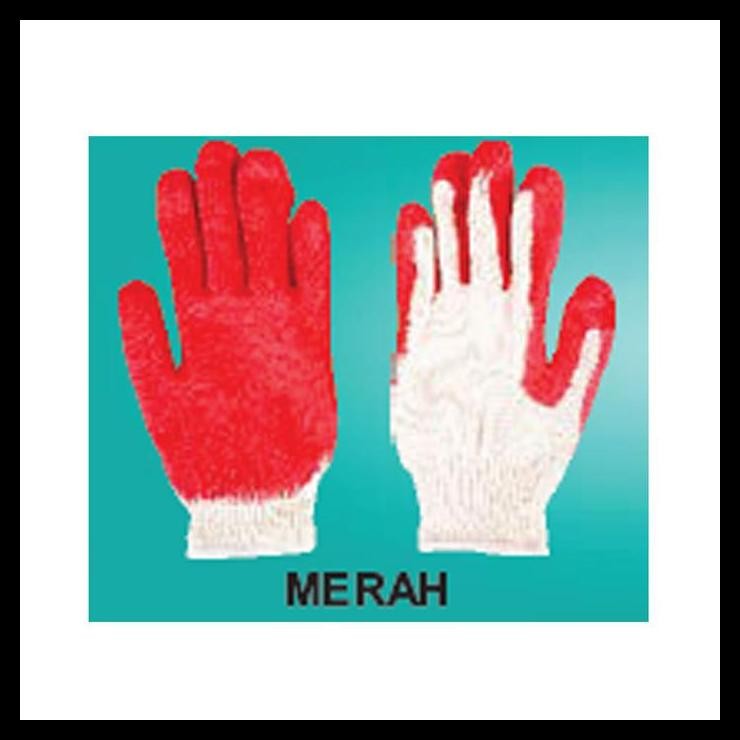 TERBARU WIPRO SARUNG TANGAN KATUN KOMBINASI KARET MERAH-(43-7080-19) 