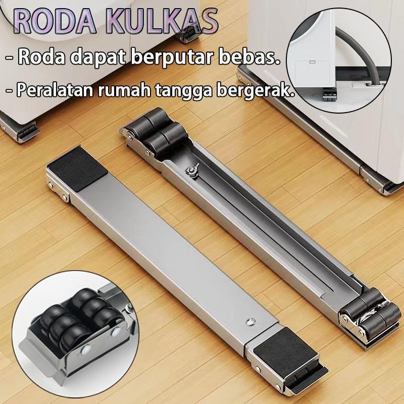 Roda Lemari Portable/Dudukan Kulkas/ Roda Kulkas 2 Pintu/ Tatakan Mesin Cuci/Kaki Kulkas Besi