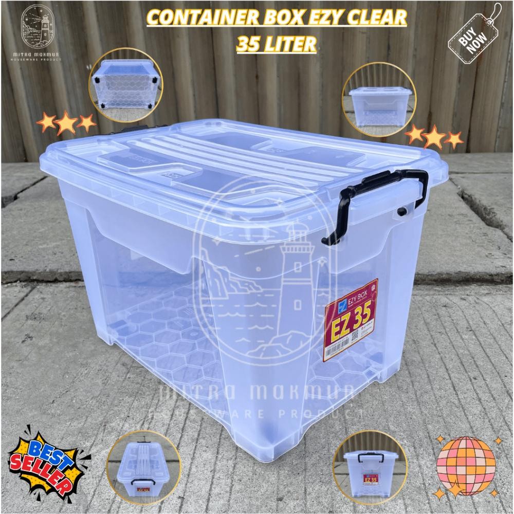 Kargo Container Box Ezy Clear Kontainer Box Ezy Bening  35 Liter Box Penyimpanan Roda Trending