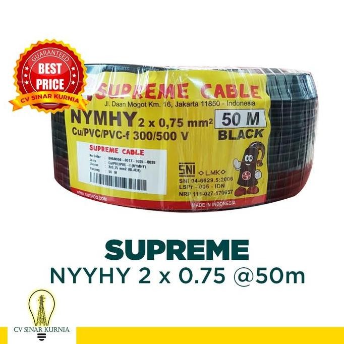 TERMURAH - Kabel Listrik NYYHY 2x0.75 mm 2x0,75 SUPREME| SUPREME Kabel NYYHY| 50M