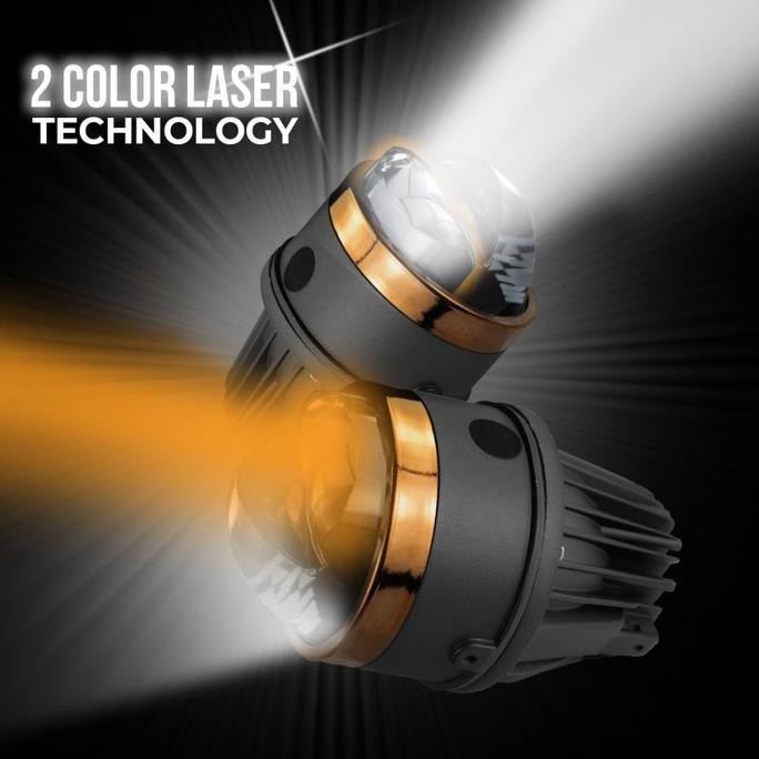 ISUN Lampu Foglamp BILED Laser FLP-1DX dengan Dual-Beam Laser Tech dgn Demon Eyes dan Blue Lens 120W