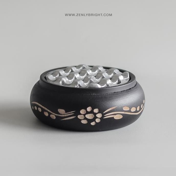 Ashtray Kayu Alumunium Hitam Size M | Ashtray Cafe | Ashtray Unik
