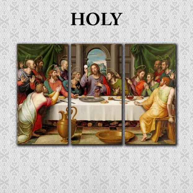 Poster kayu perjamuan kudus walldecor nasrani kristen katolik perjamuan terakhir