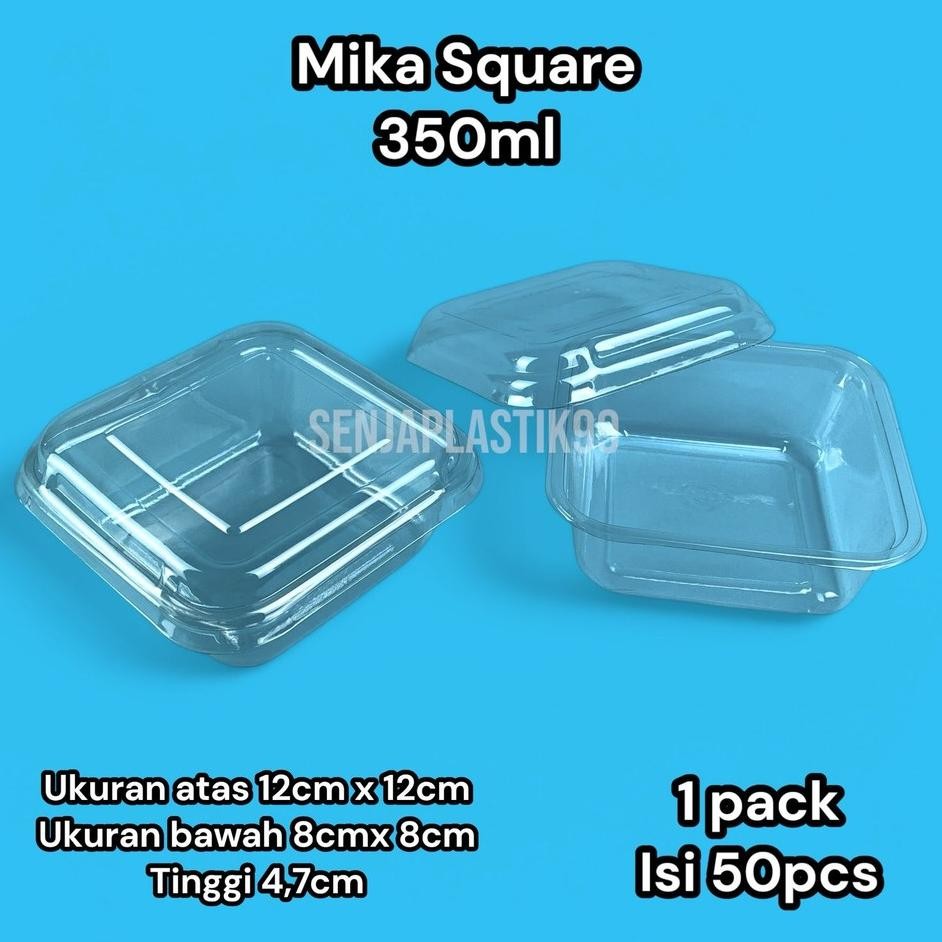 Isi 50 Mika Plastik 350Ml Square Kotak Persegi Mika Kotak Buah