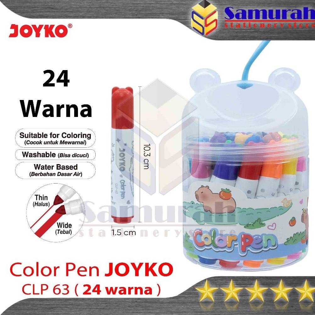 

Color Pen Joyko CLP 63 24 Washable / Spidol 24 Warna CLP-63 Tulis Bisa Cuci / Pena berwarna DiM