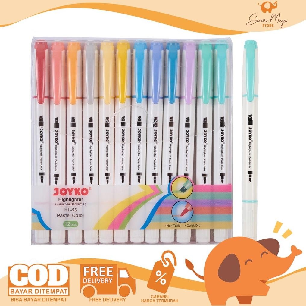 

Joyko Highlighter HL-55 1 Set Isi 12Pcs Dual Tip / Penanda 12 Warna Pastel Color Lucu Unik Murah DiM