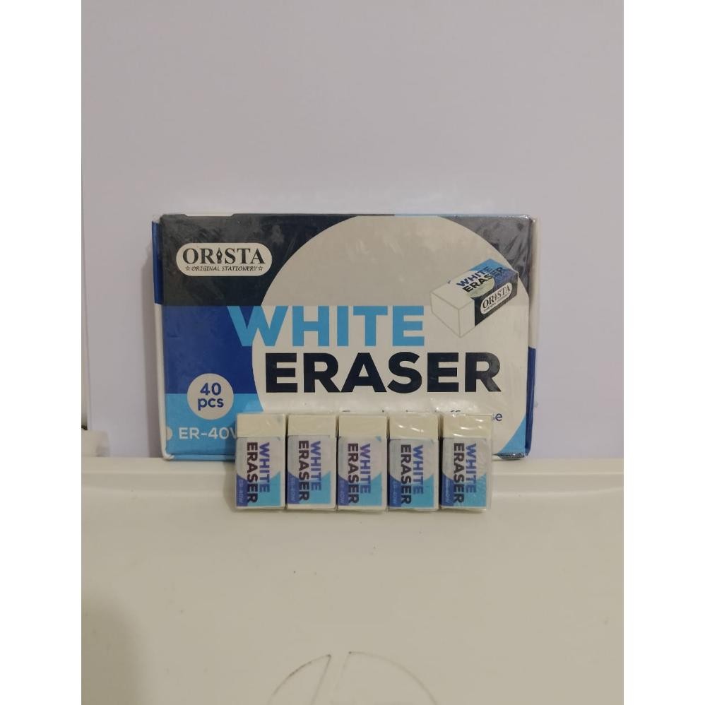 

Orista White Eraser Penghapus Pencil Putih/Hitam 1pak isi 40pcs 336g DiM