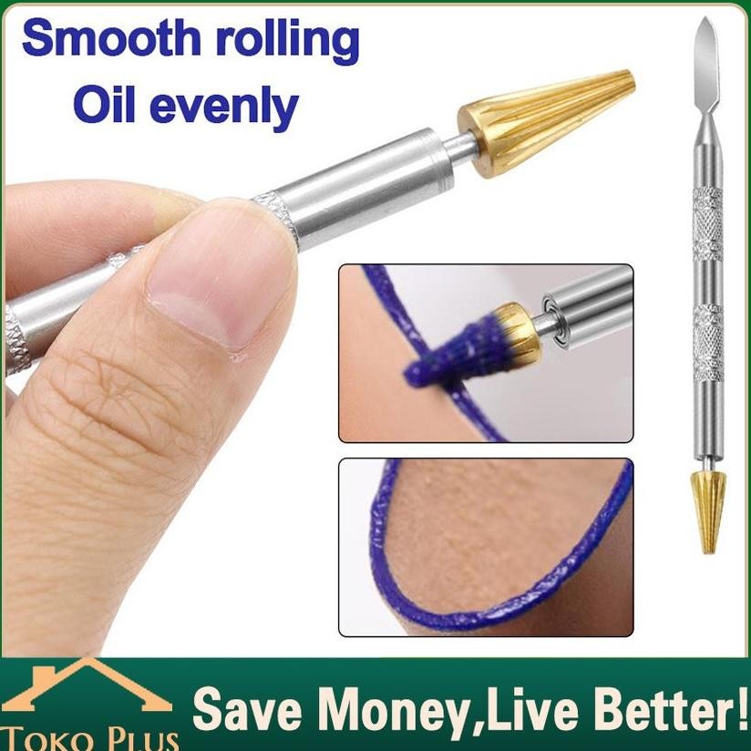 

Dual-Purpose 2 Brass Head Leather Edge Oil Gluing Dye Pen Paint Roller Tool DIY Leather Craft DiM