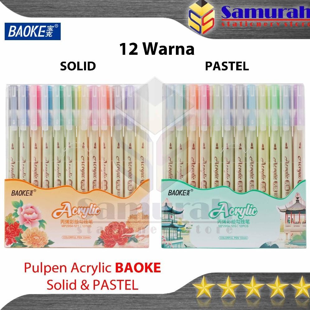 

Color Pen BAOKE Acrylic 12 warna 1.0 mm MP 2954 / Spidol Akrilik Warna Pastel 12 Colours MP2954 / Colorful Pen DiM