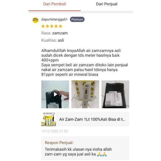 

Air Zamzam 1 Lt 100%Asli Tidak Di Campur Harga Promo