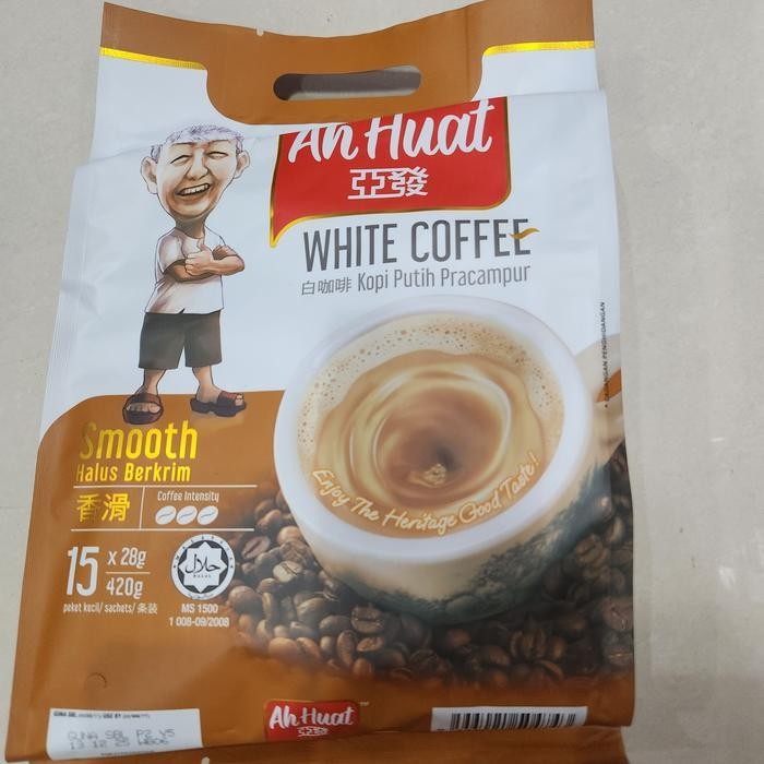 

Kopi Ahuat Ahwat Ah Huat White Coffee Smooth Halus Berkrim Kopi Putih Pracampur 420 Gram (15 Sachet X 28 Gram)