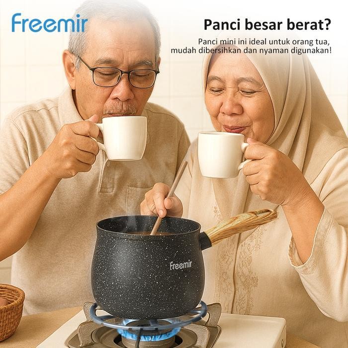 Ek [New Launch] Freemir Panci Kopi Panci Anti Lengket Anti Tumpah Mini Gemoy Mpasi Bahan Batu Granit
