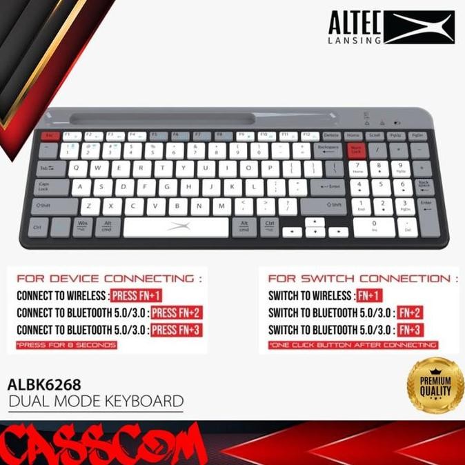 Altec Lansing Keyboard Dual Mode Wireless/Bluetooth ALBK6268 ALBK-6268