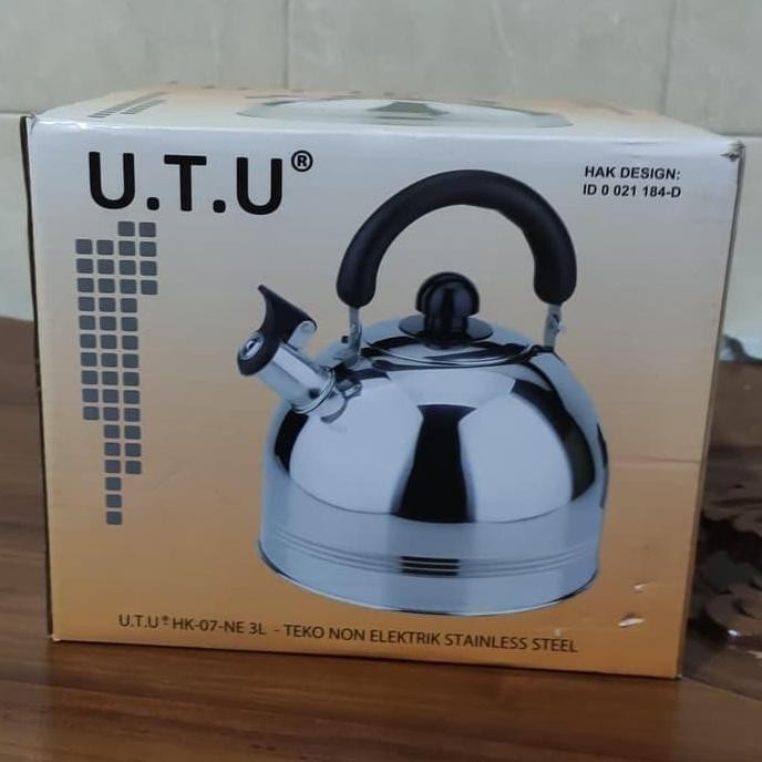 Teko Bunyi UTU 3 Liter Whistling Kettle Ceret Kecil Stainless Steel