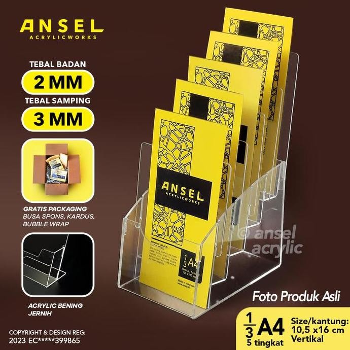 

ANSEL Tempat Brosur Akrilik 5 Tingkat [ 1/3 A4 - A6 ] Tipe E 5 Susun