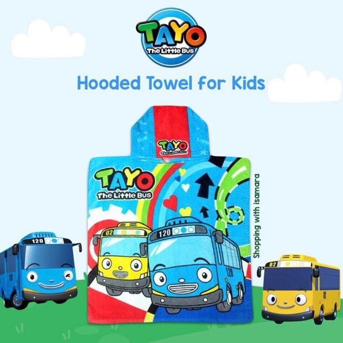 TERMURAH - Iconix Tayo Hooded Towel for Kids / Handuk Hoodie Anak Karakter Tayo