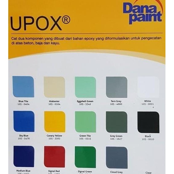 Premium DANAPAINT UPOX CAT LANTAI KERAMIK /UPOX EPOXY + HARDENER 0.9 LT/SET