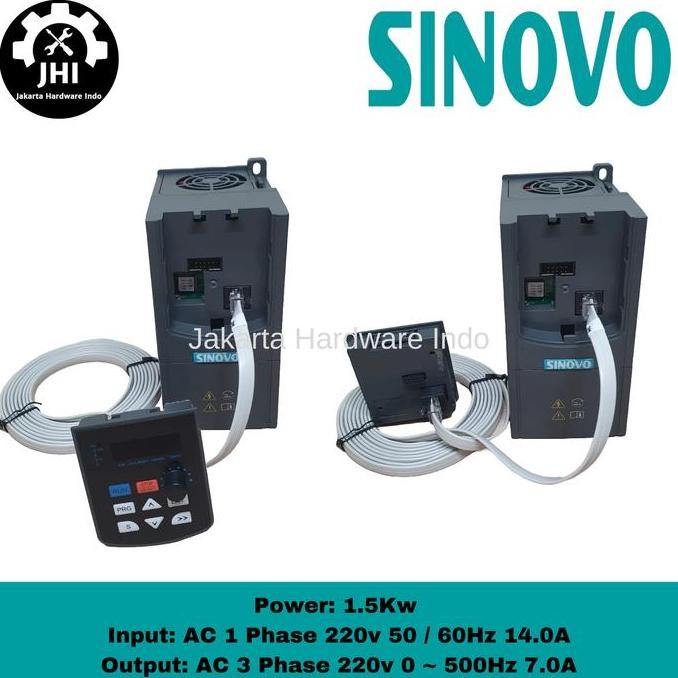 Inverter VFD 1.5KW / 2HP Input 1 phase 220V Output 3 phase 220V SINOVO murah