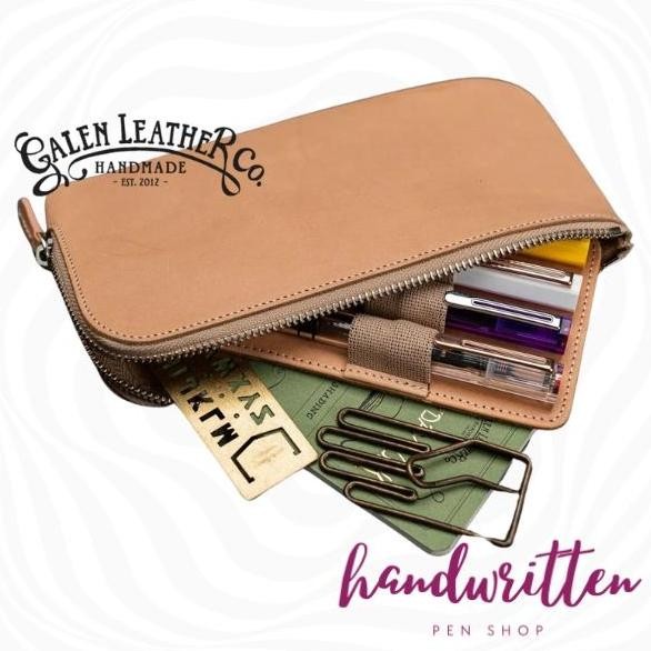 

TERMURAH - GALEN LEATHER Leather Slip-N-Zip 4 Slots Zippered Pen Pouch