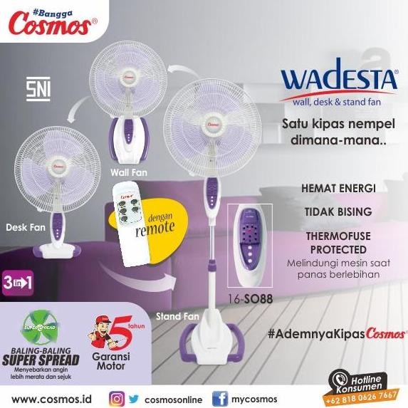 COSMOS 16-SO88 Kipas Angin 3in1 Remote