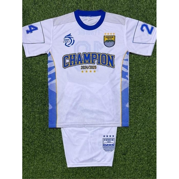 Setelan baju bola anak laki-laki persib bintang 4 terbaru usia 1-15 tahun - persib putih baru, 1-2 t