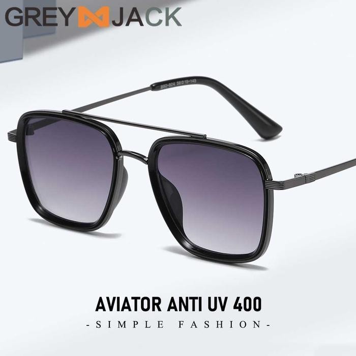 Grey Jack Kacamata Sunglasses Anti Uv400 Model Aviator Kotak Tr+Metal Fashion Pria Wanita 80804 Terb
