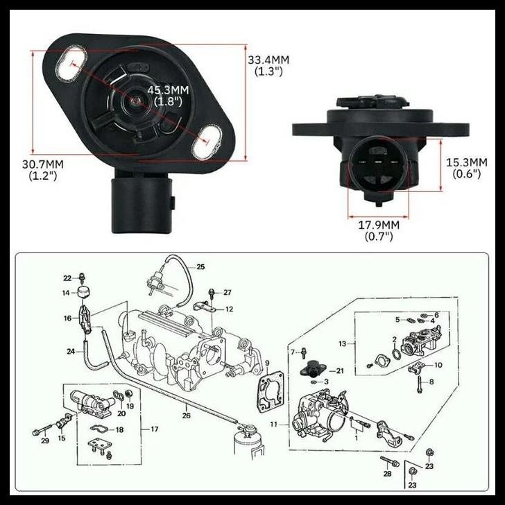 TERMURAH SENSOR TPS / THROTTLE POSITION SENSOR CRV 1998-2001 CRV GEN 1 