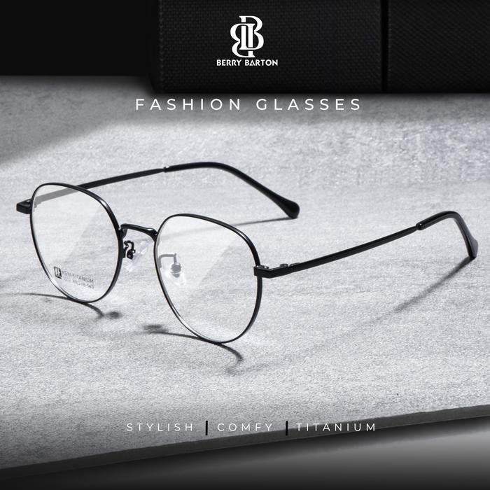 Kacamata Fashion Pria Wanita Frame Titanium Model Geometric Lensa Anti Radiasi Photocromic Blueray B