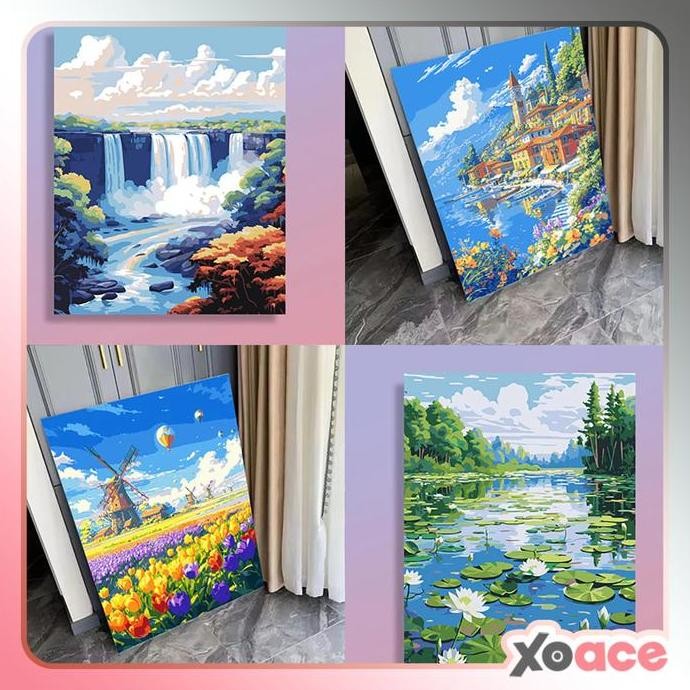 

30X40 Canvas Paint By Number Kit Painting By Numbers Diy Lukisan Scenery 3