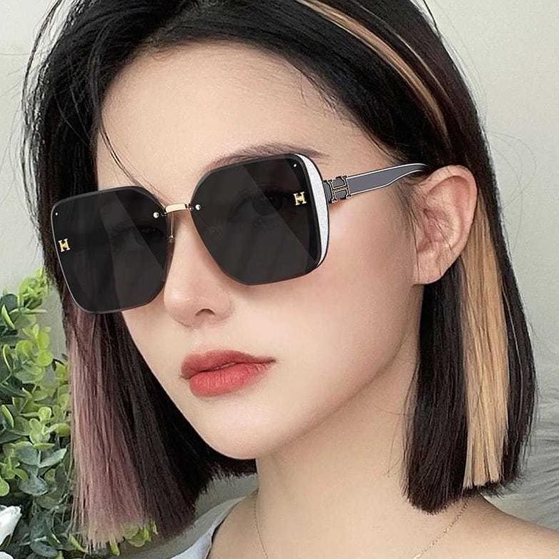 TRENDY Kacamata Hitam Titanium Kotak H Tanpa Bingkai Kacamata Fashion Import DiM