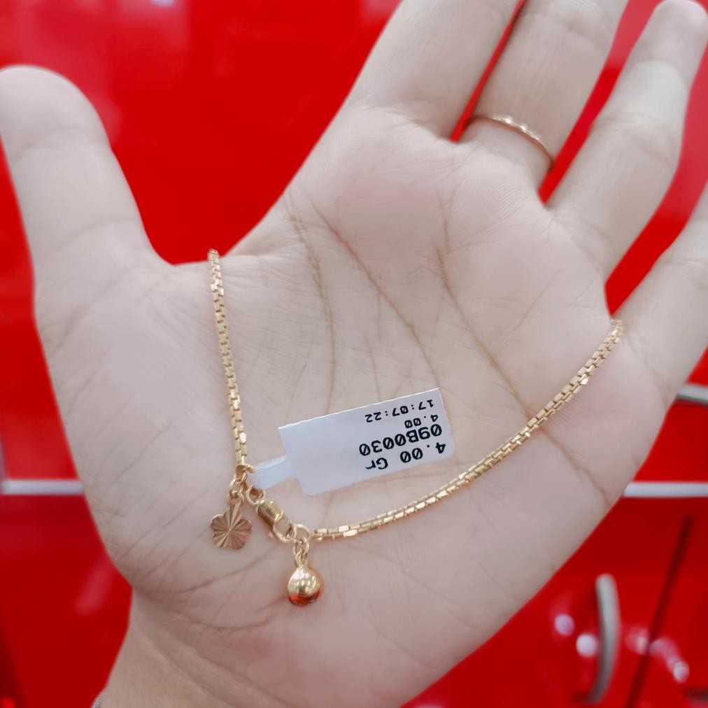 gelang kaki italy kadar 420 emas asli DiM