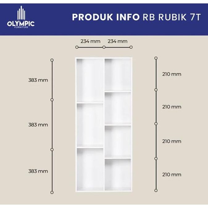 Terlaris Rak Serbaguna / Display / Buku / Pajangan 7 Susun Tanpa Pintu Putih Olympic Furniture