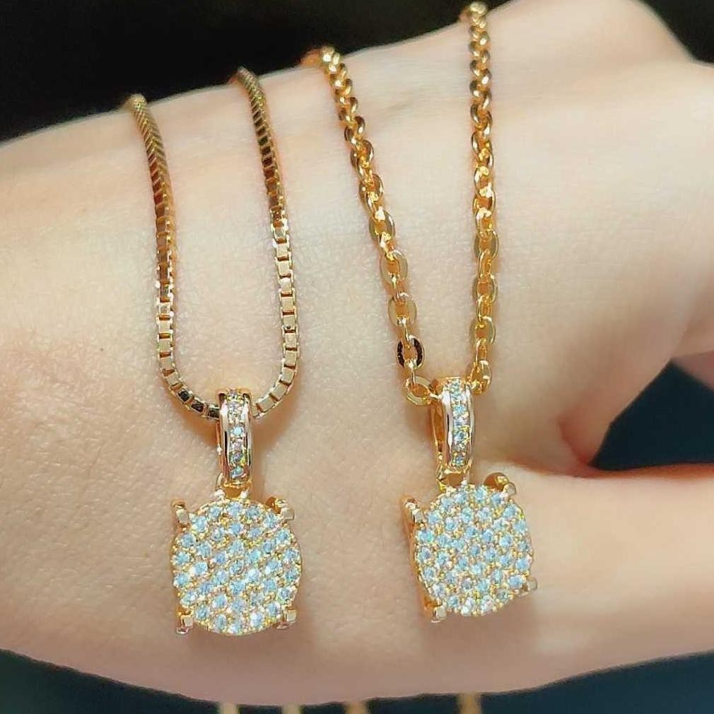 Kalung dewasa kalung set leontin 60cm kalung anti karat rantai italy kaca nori kaca-bestjewelry DiM