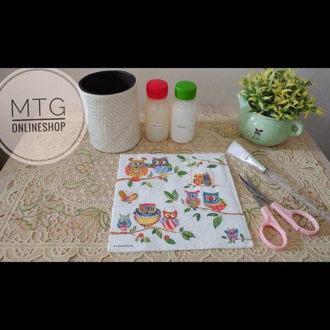 

Paket Decoupage Media Box / Tisu Motif, Lem, Kuas, Brush Foam, Varnish