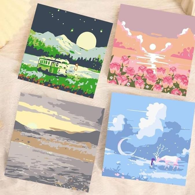 

Paus Biru - Paint By Number 20X20Cm Lukisan Kanvas Diy Digital Painting Kit With Kanvas