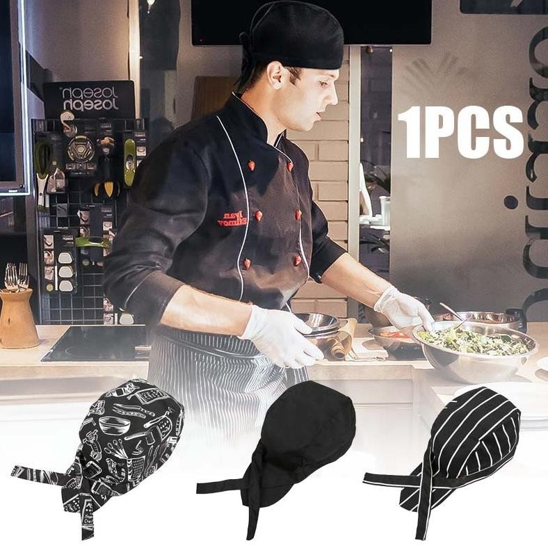 Topi Chef Jepang/Topi Chef Pria/Topi Masak Koki Perempuan/Topi Pirate Chef/Topi Chef Ikat DiM