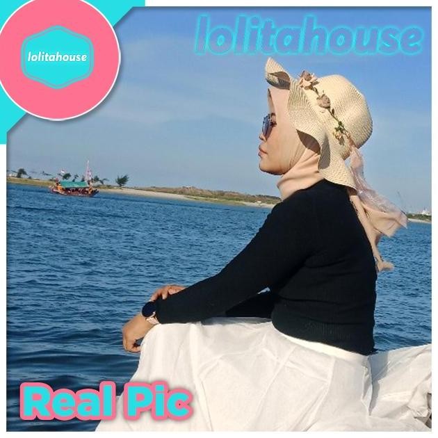 Topi Pantai Wanita Dewasa Gelombang Bunga Topi Fashion Wanita Anti UV cm