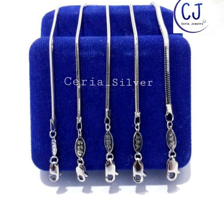 Kalung Perak Asli Silver Pria Wanita 925 Lapis Emas Putih Model Cassandra - Kalung Anti Karat - Pera