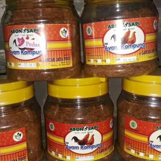 

abon sapi cap ayam kampung kemasan TB